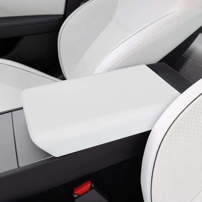 frani Center Console Armrest Cover Designed for Tesla Model 3 Highland 2024-2026 and Model Y Juniper 2026 Refresh,Non-Slip Designed with EZ Snap On Install-White - Image 1